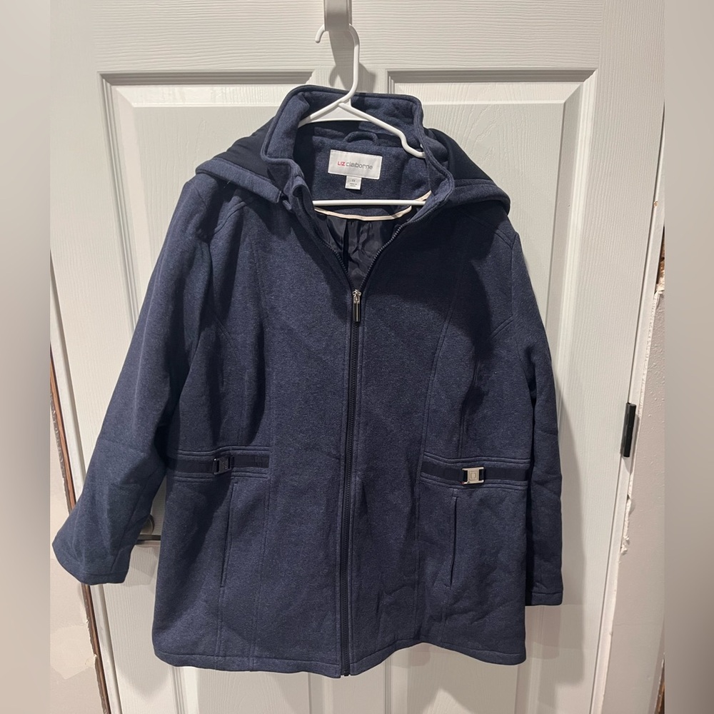 😱NWOT Liz Claiborne 1XL Women's Navy Coat
